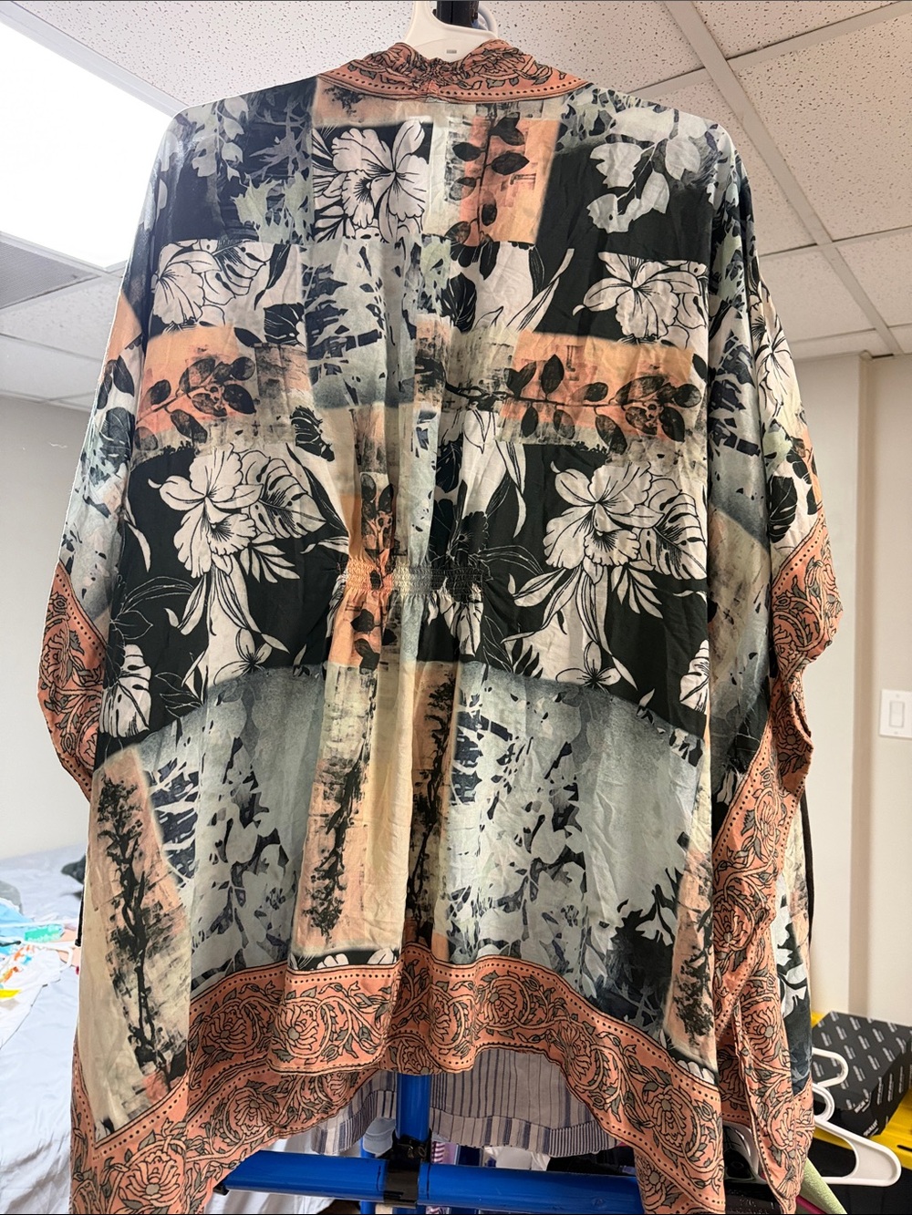 Tolani Peach Black Floral Patchwork Kimono - Picture 4 of 4